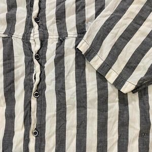 Vintage 80s Prison Style Shirt. Black & White Striped Shirt